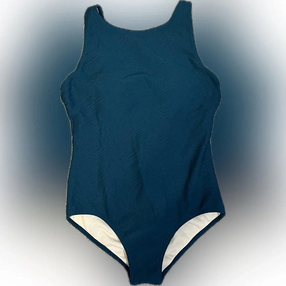 Aquamore Chlorine Resistant Deep Ocean High Neck One-Piece size 8